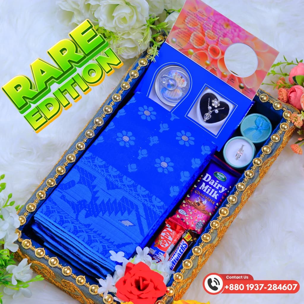 নীল জামদানী শাড়ী কম্ব